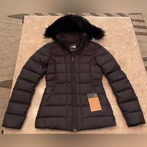 *Brand New (NWTs) North Face Black XS Fitted Luxury Quilted Puffer+Fur Hoodie!